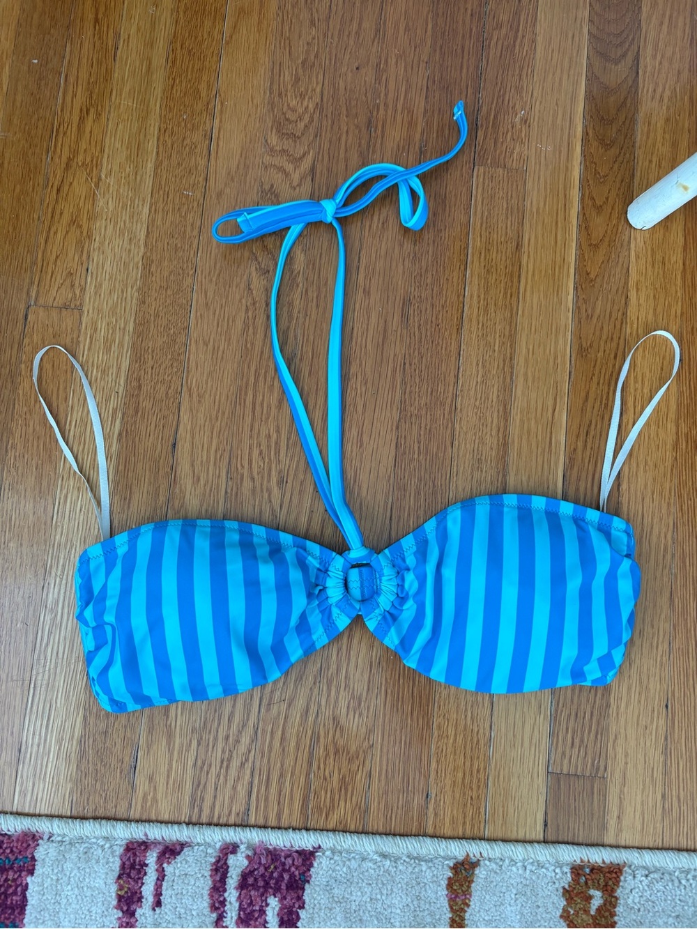 aerie Blue Striped Bandeau Bikini Top